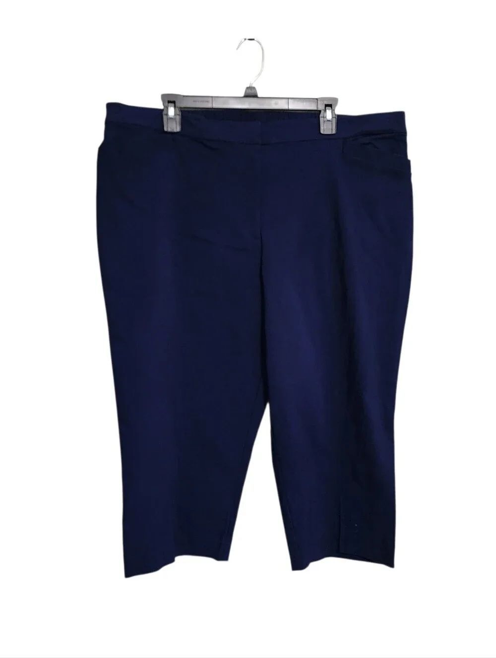 Susan Graver Navy Blue Cropped Stretch Pants 20W Zip Button